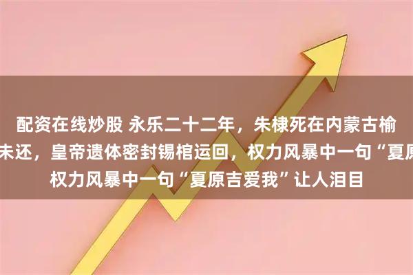 配资在线炒股 永乐二十二年，朱棣死在内蒙古榆木川：五十万大军未还，皇帝遗体密封锡棺运回，权力风暴中一句“夏原吉爱我”让人泪目